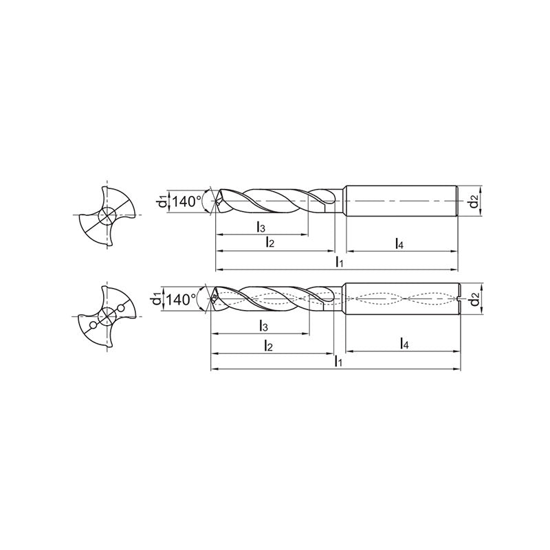 Solid carbide drills SU(K) drill 5xD General machining Add K (SUK) to the code for use on Cast Iron 1536SU05/1536SU05C(0200~0675) - Makotools Industrial Supply Tools for Metal Cutting