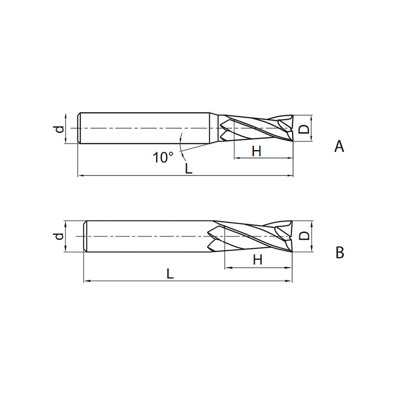 Solid carbide milling End milllong cutting edge Semi-finishing GM-2EL - Makotools Industrial Supply Tools for Metal Cutting