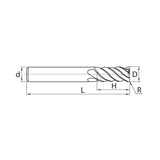 Solid carbide milling Torus mill long cutting edge Finishing 5589R45MGFR - Makotools Industrial Supply Tools for Metal Cutting