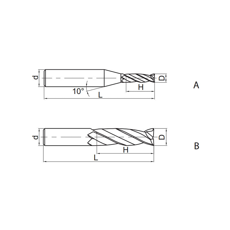 Solid carbide milling End milllong cutting edge Semi-finishing GM-2EX - Makotools Industrial Supply Tools for Metal Cutting