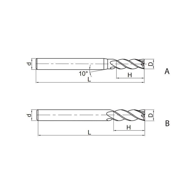 Solid carbide milling End mill long cutting edge Semi-finishing GM-4EL - Makotools Industrial Supply Tools for Metal Cutting