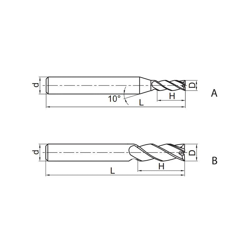 Solid carbide milling End mill long cutting edge Semi-finishing GM-4EL-G - Makotools Industrial Supply Tools for Metal Cutting