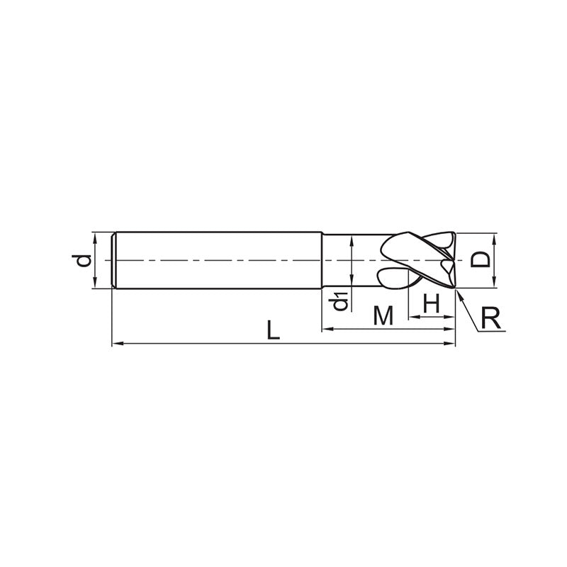 Solid carbide milling Torus mill General machining of Al and Al alloys AL-3R-AIR - Makotools Industrial Supply Tools for Metal Cutting