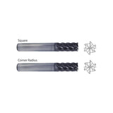 Square GMG12 / GMG14,  Corner Radius GMG16 / GMG18,  Carbide, 6 Flute Multiple Length V7 PLUS A  END MILLS