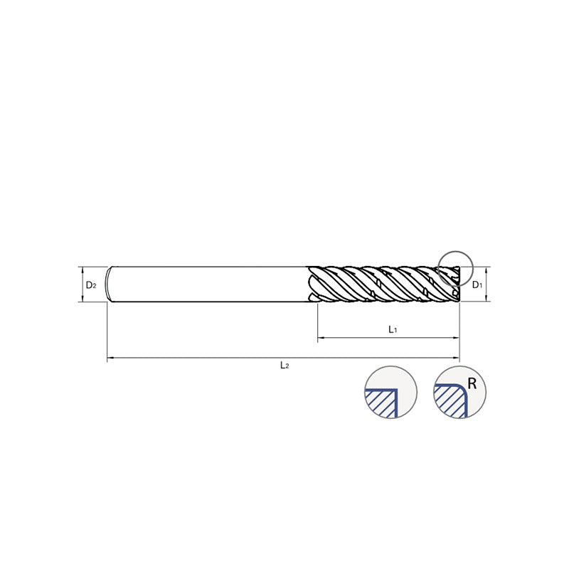 Square GMH56,  Corner Radius GMH58,  Carbide, 6 Flute Chip Splitter V7 PLUS A  END MILLS - Big-tools Industrial Supply Tools for Metal Cutting