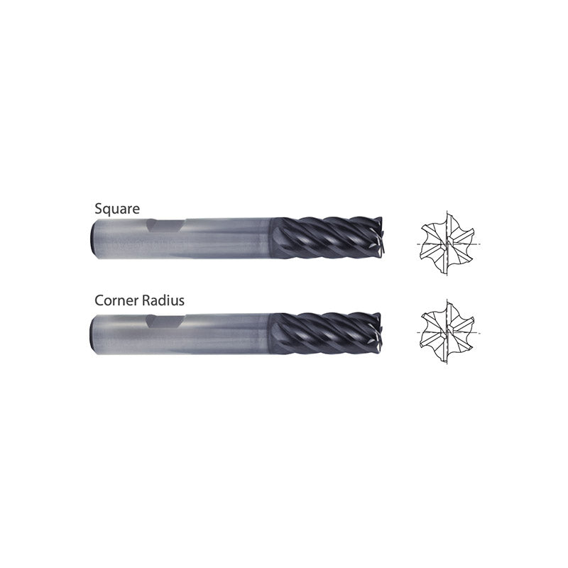 SquareUGMG21,  Corner Radius UGMG23,  Carbide, 6 Flute Multiple Length V7 PLUS A  END MILLS