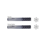 SquareUGMG21,  Corner Radius UGMG23,  Carbide, 6 Flute Multiple Length V7 PLUS A  END MILLS
