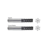 SquareUGMH08,  Corner Radius UGMH09,  Carbide, 6 Flute Extended Reach V7 PLUS A  END MILLS OD (D1)3/4～1