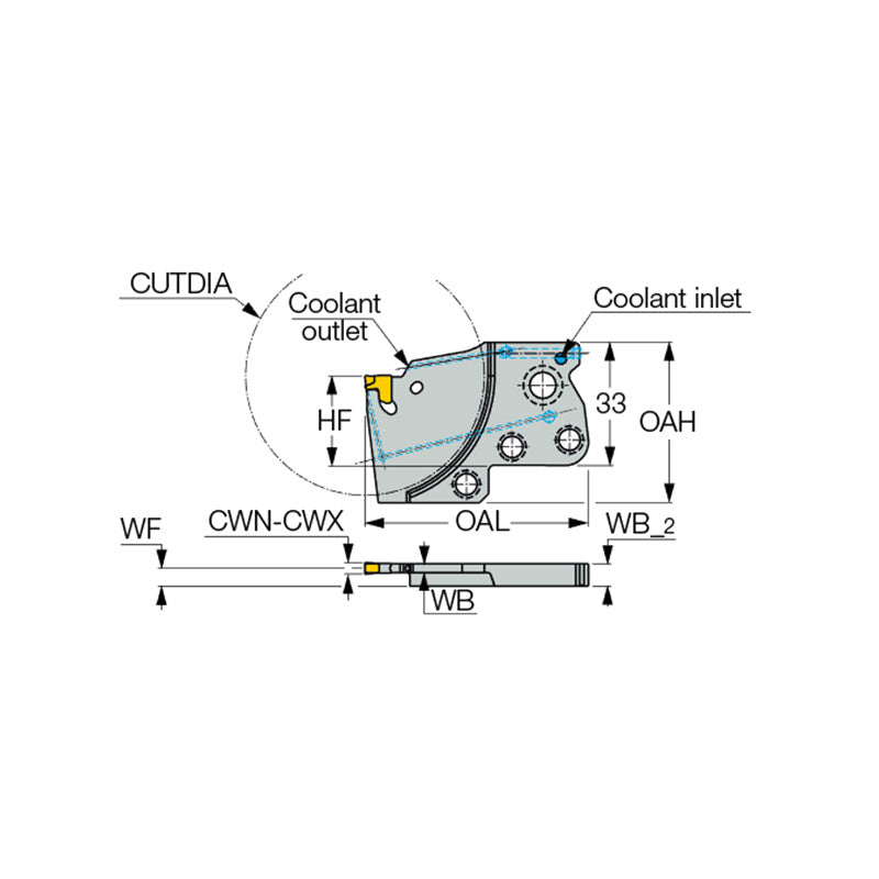 TAGPAD-XL-JHP : Extra Long Parting and Grooving Adapters with Channels for High-Pressure Coolant Carrying TANG-GRIP Inserts - Big-tools Industrial Supply Tools for Metal Cutting