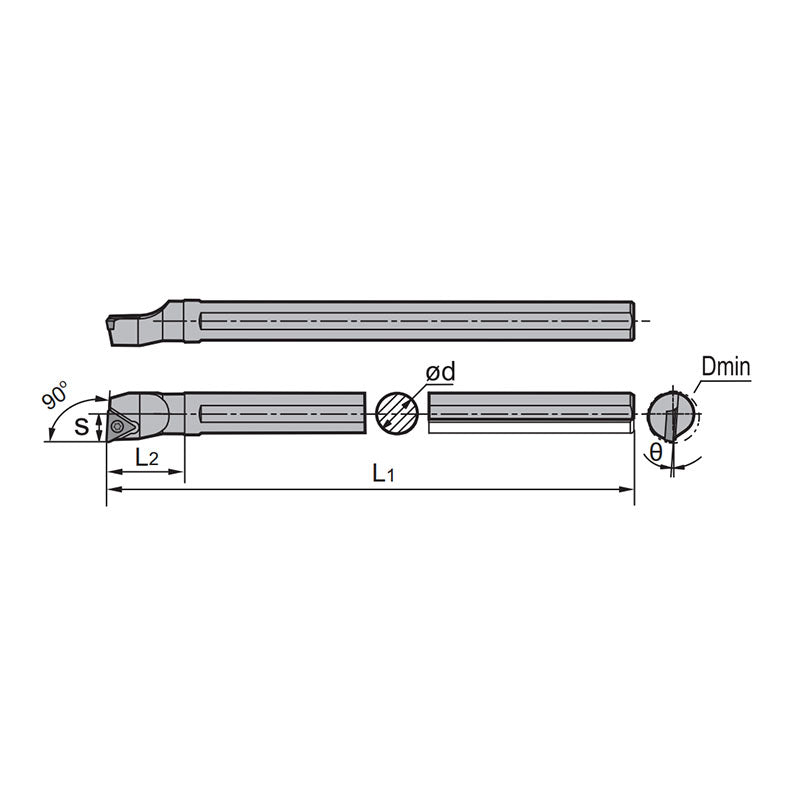TC** Solid Carbide Boring Bar S-Clamping STFPR/L Kr: 90° E10M E12Q E16R E20S - Makotools Industrial Supply Tools for Metal Cutting