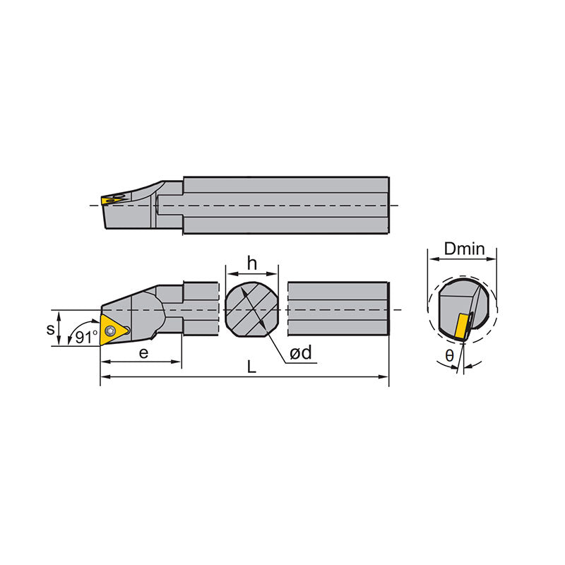 TC** Steel Boring Bar S-Clamping STFCR/L Kr: 91° S12M S16M/R S20Q/S A12K A16M A20Q S25Q/T - Makotools Industrial Supply Tools for Metal Cutting