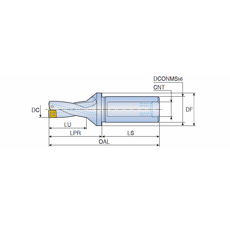 TDR-2XD (DIA 12.5-50) Indexable drills with square inserts & enlarged chip gullet from twist coolant holes in drilling depth of 2xD - Big-tools Industrial Supply Tools for Metal Cutting