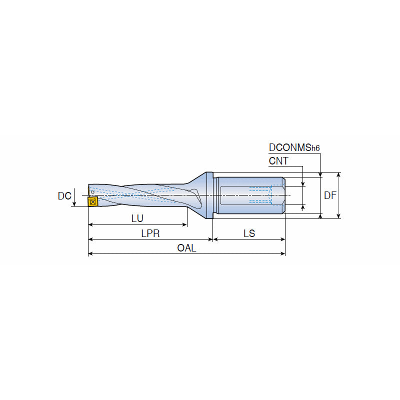 TDR-3XD (DIA 12.5-50) Indexable drills with square inserts & enlarged chip gullet from twist coolant holes in drilling depth of 3xD - Big-tools Industrial Supply Tools for Metal Cutting