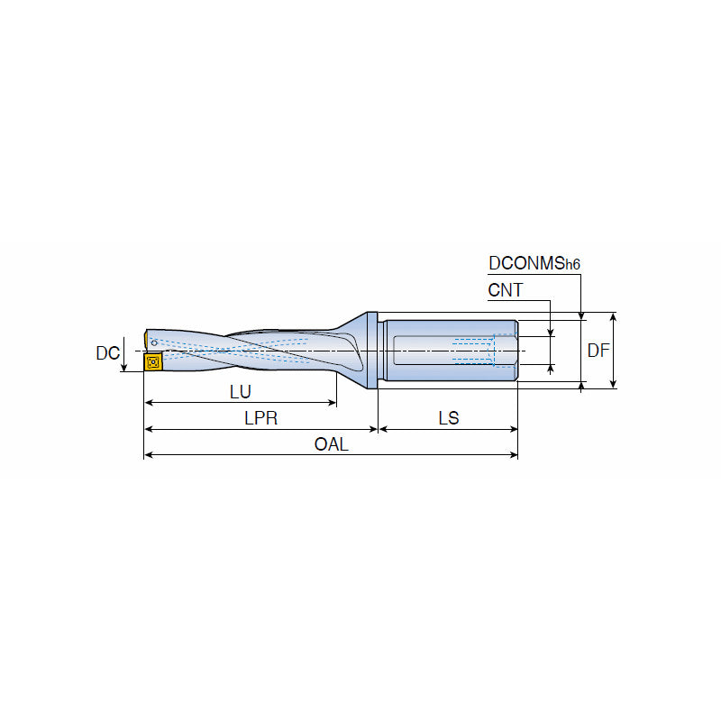 TDR-4XD (DIA 12.5-50) Indexable drills with square inserts & enlarged chip gullet from twist coolant holes in drilling depth of 4xD - Big-tools Industrial Supply Tools for Metal Cutting