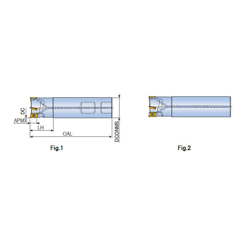TE90AP-12 90° End mills with high positive two helical cutting edges of APKT 12 inserts - Big-tools Industrial Supply Tools for Metal Cutting