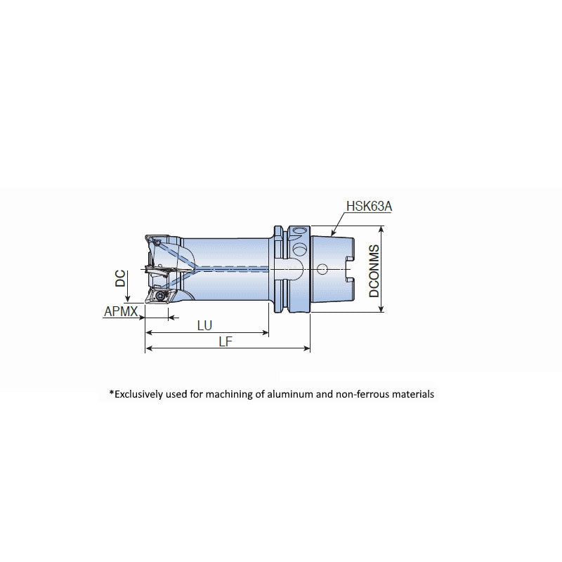 TE90XEV-HSK63A-16 90° End mills with HSK 63A shank & very high positive rake angle & two helical cutting edges of XEVT 16 for high speed machining of aluminum - Big-tools Industrial Supply Tools for Metal Cutting