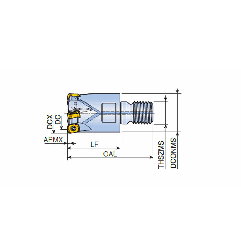 TEBL-M-06 High feed end mills with BLMP 06 inserts of 4 cutting edges and T-FLEXTEC modular adaptations in max. ap 1.0 mm - Big-tools Industrial Supply Tools for Metal Cutting