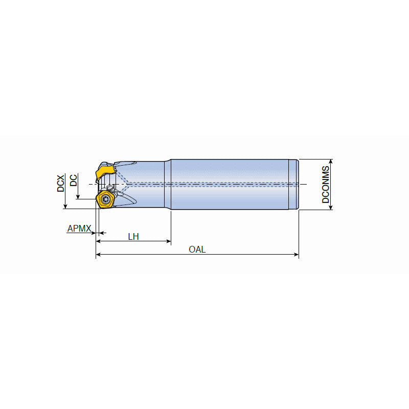 TEPT-05 High Feed end mills with PTKU 05 inserts of economical 10 cutting edges in maximum depth of cut ap 1.5 mm - Big-tools Industrial Supply Tools for Metal Cutting