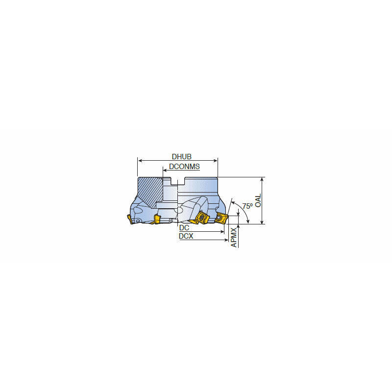 TFM75AP-R-17  75° Face mills using other corners of APKT 17 inserts - Big-tools Industrial Supply Tools for Metal Cutting