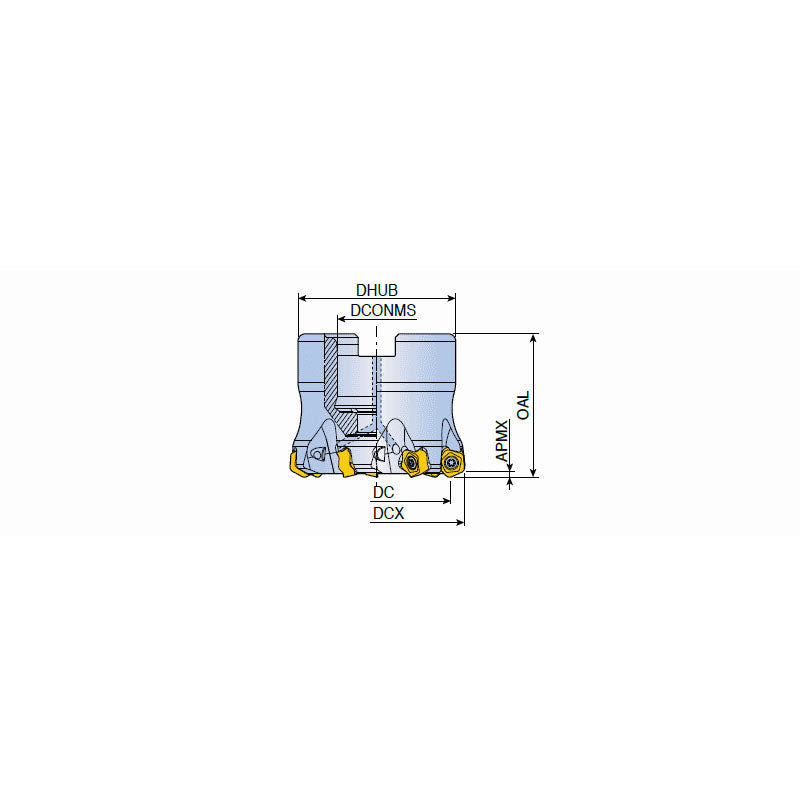TFMPT-R-05 High Feed mills with PTKU 05 inserts of economical 10 cutting edges in maximum depth of cut ap 1.5 mm - Big-tools Industrial Supply Tools for Metal Cutting