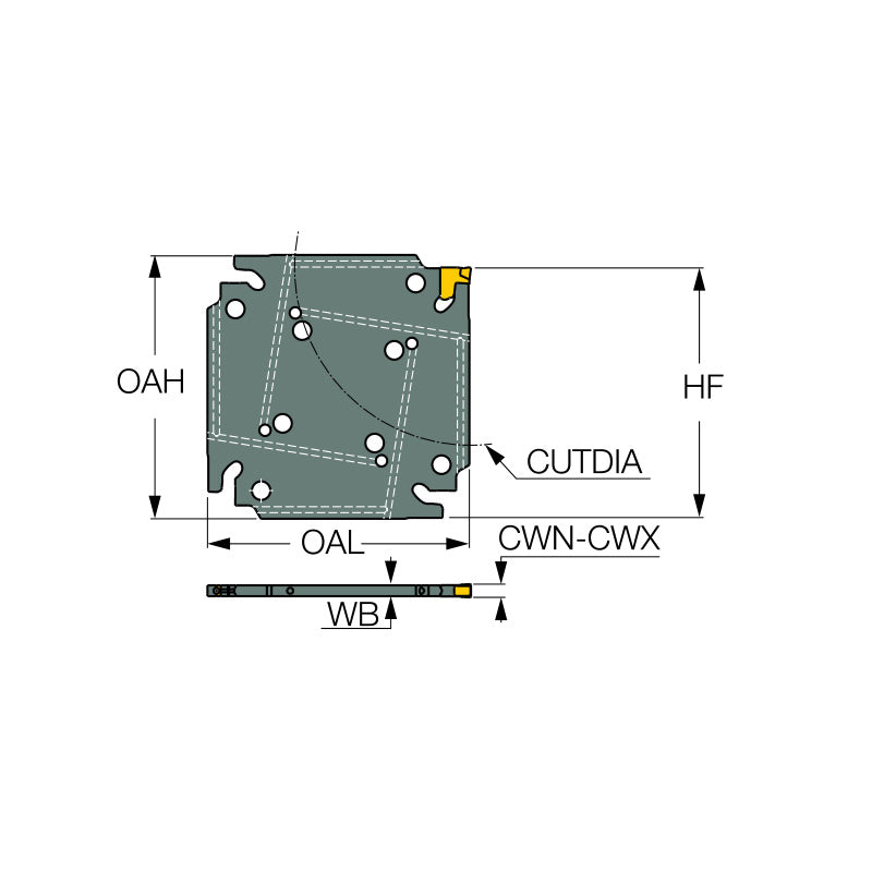 TGAQ-JHP : Parting and Grooving Square Adapters with Internal Coolant Holes Carrying TANG-GRIP Tangentially Clamped Inserts - Big-tools Industrial Supply Tools for Metal Cutting