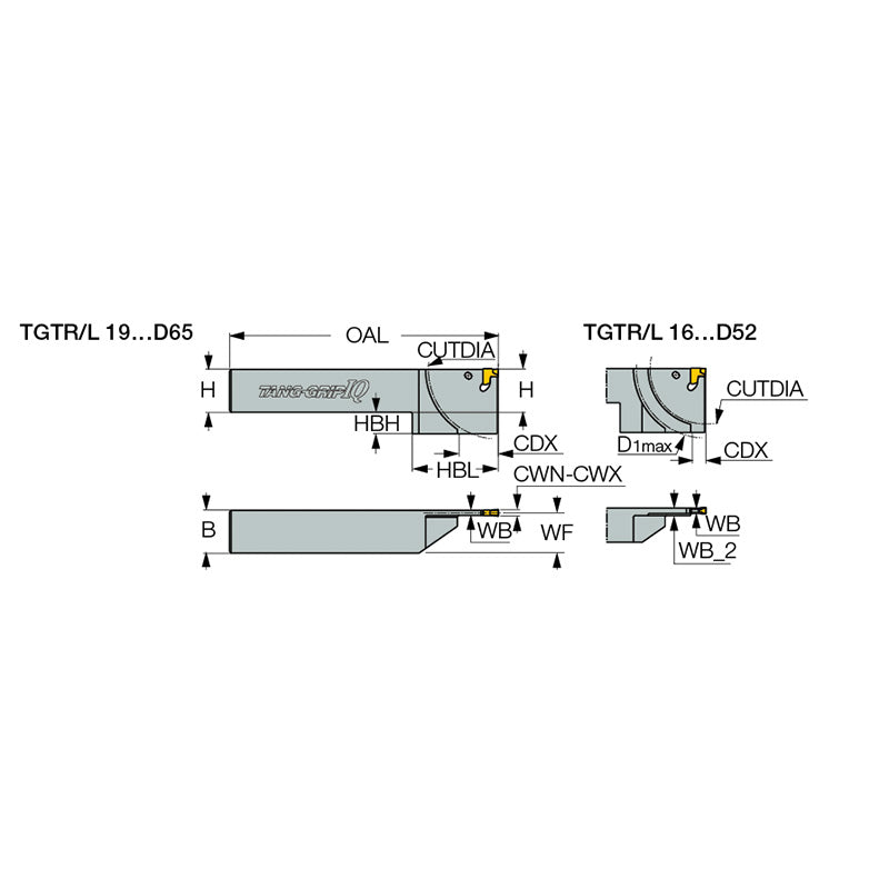 TGTR/L-D : Integral Shank TANG-GRIP Toolholders with Reinforced Blades for Parting and Grooving Mainly Sub-Spindle Machines - Big-tools Industrial Supply Tools for Metal Cutting