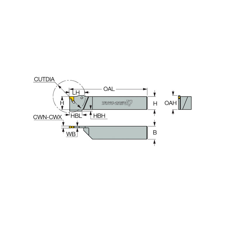 TGTR/L-IQ : Integral Shank TANG-GRIP Toolholders for Parting and Grooving - Big-tools Industrial Supply Tools for Metal Cutting