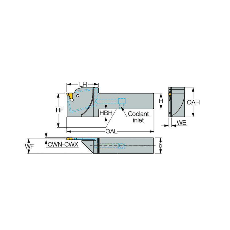 TGTR/L-JHP-MC : Parting and Grooving Toolholders with Bottom Inlets for High-Pressure Coolant Carrying TANG-GRIP Inserts - Big-tools Industrial Supply Tools for Metal Cutting