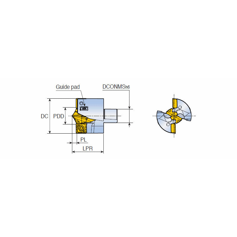 TNDH-TP Modular large diameter drill heads with coolant holes and ground guide pad mounted on various length Modular drill holders - Big-tools Industrial Supply Tools for Metal Cutting