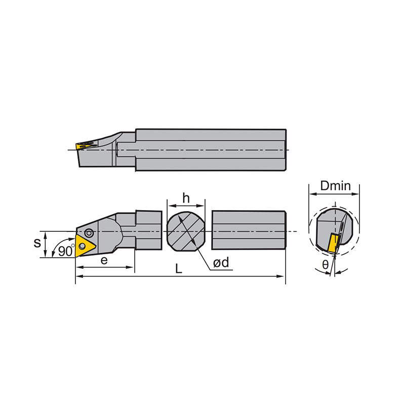 TN** Steel Boring Bar P-Clamping PTFNR/L Kr: 90° S16M/R S20Q/S S25Q/T/R S32R/U S40S/S40S - Makotools Industrial Supply Tools for Metal Cutting