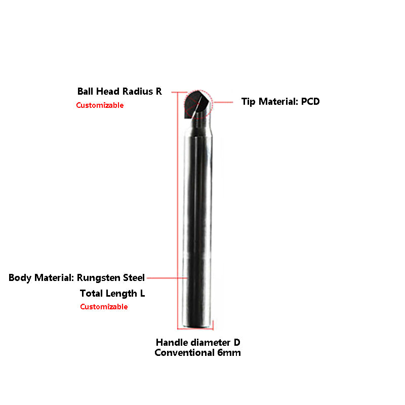 Ultra-Wear Resistant PCD Ball End Mill | 10X Tool Life | CNC Machining of Aluminum, Graphite & CFRP