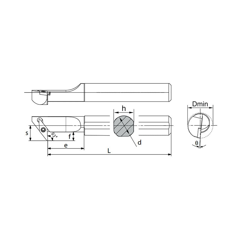 VB** Steel Boring Bar S- Clamping SVXBR/L Kr: 93° S16P S20R S25S S32T S40M/U - Makotools Industrial Supply Tools for Metal Cutting