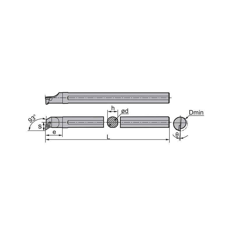 VC** Steel Boring Bar S- Clamping SVUCR/L Kr: 93° S16Q S20R S40U - Makotools Industrial Supply Tools for Metal Cutting