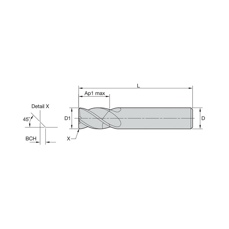 Versatile Solid Carbide End Mills •  WCE4 • Series W401 • Chamfered • 4 Flute • Cylindrical Shank • Inch