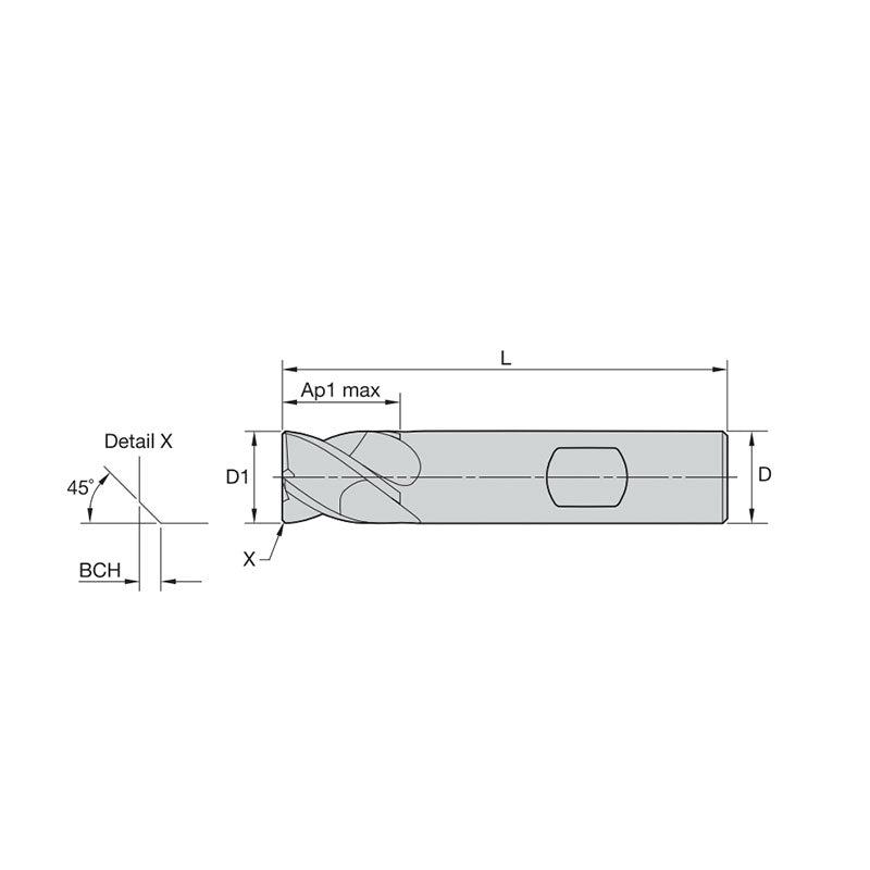 Versatile Solid Carbide End Mills •  WCE4 • Series W431 • Chamfered • 4 Flute • Weldon® Shank • Inch