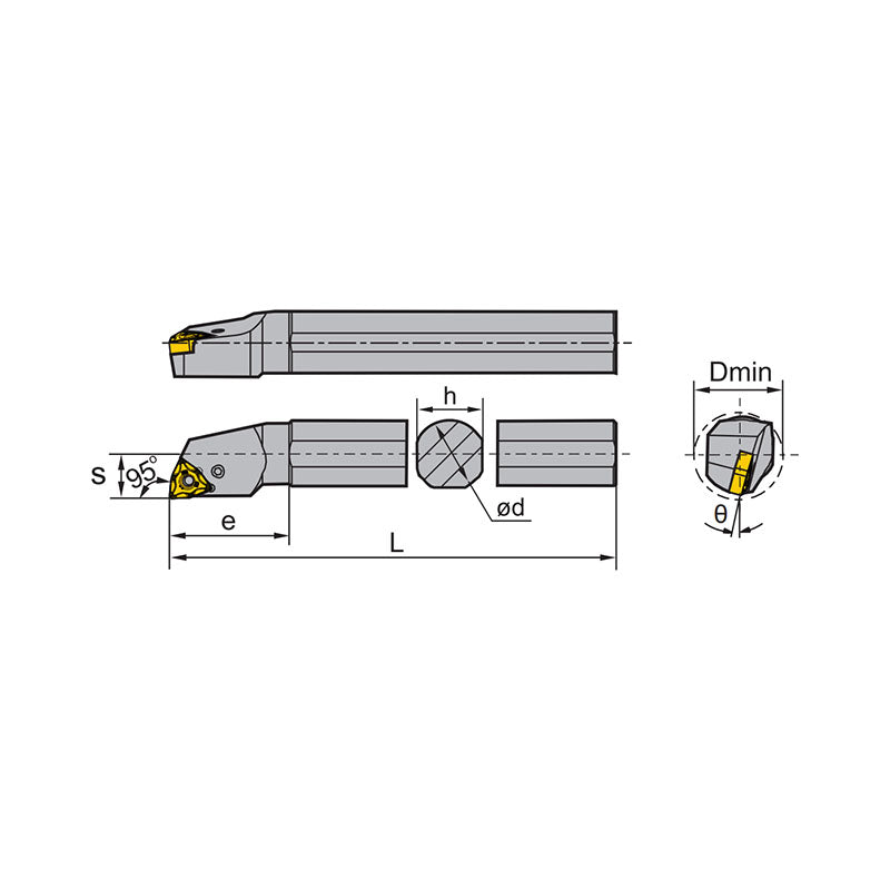 WN** Steel Boring Bar P-Clamping PWLNR/L Kr: 95° S16M/R S20Q/S S25Q/T S32R/U S50W - Makotools Industrial Supply Tools for Metal Cutting