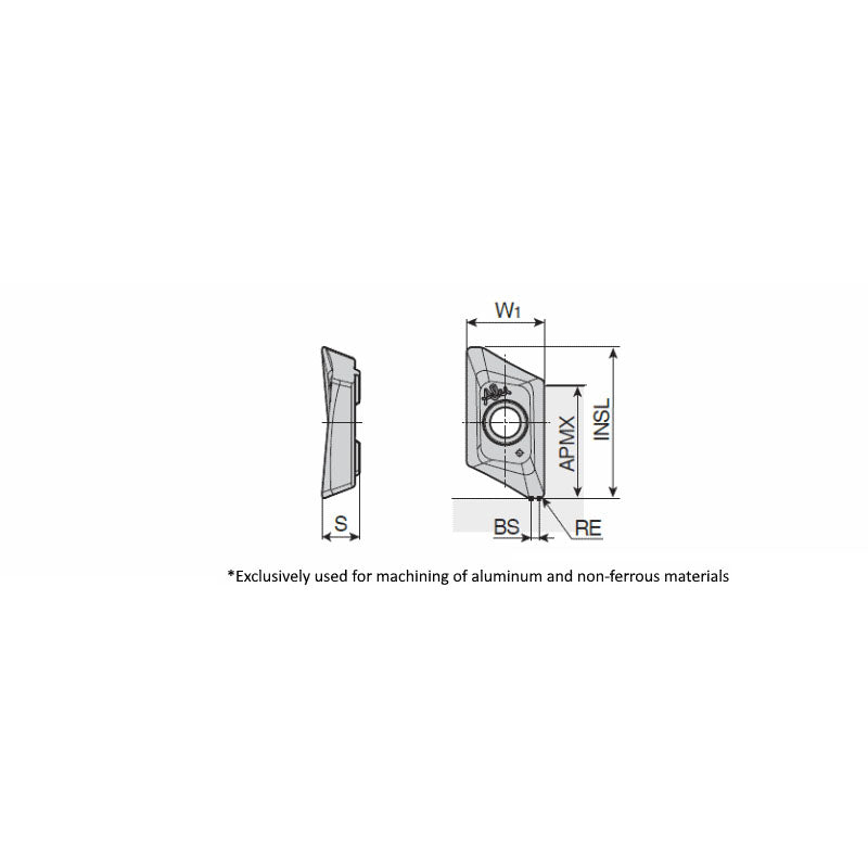 XEVT 16/22-AL Sharp ground & polished inserts in various corner R with V bottom & stopper for high speed machining of aluminum and non-ferrous materials - Big-tools Industrial Supply Tools for Metal Cutting
